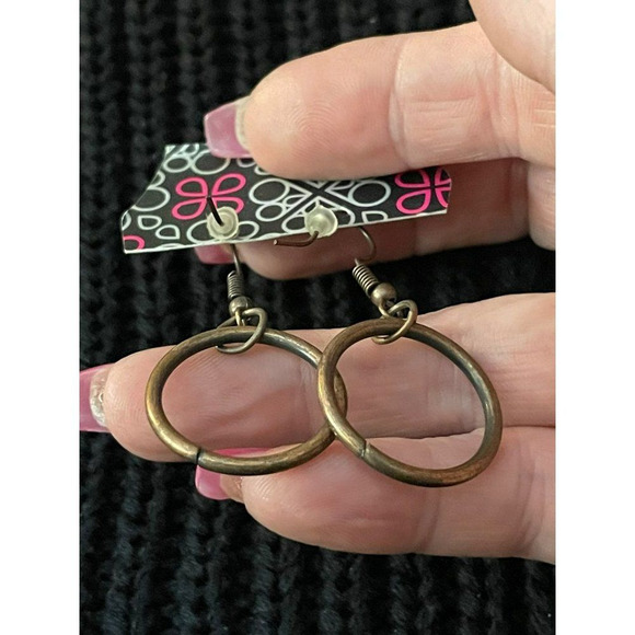 PAPARAZZI Bronze Hoop Charm Accessibly Drop Fashion Earrings - Picture 2 of 5
